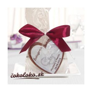Svadobné čokoládky s menami "SRDIEČKO"