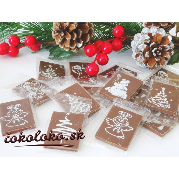 Mini vianočné čokoládky - OBDĹŽNIKOVÉ (50 ks)