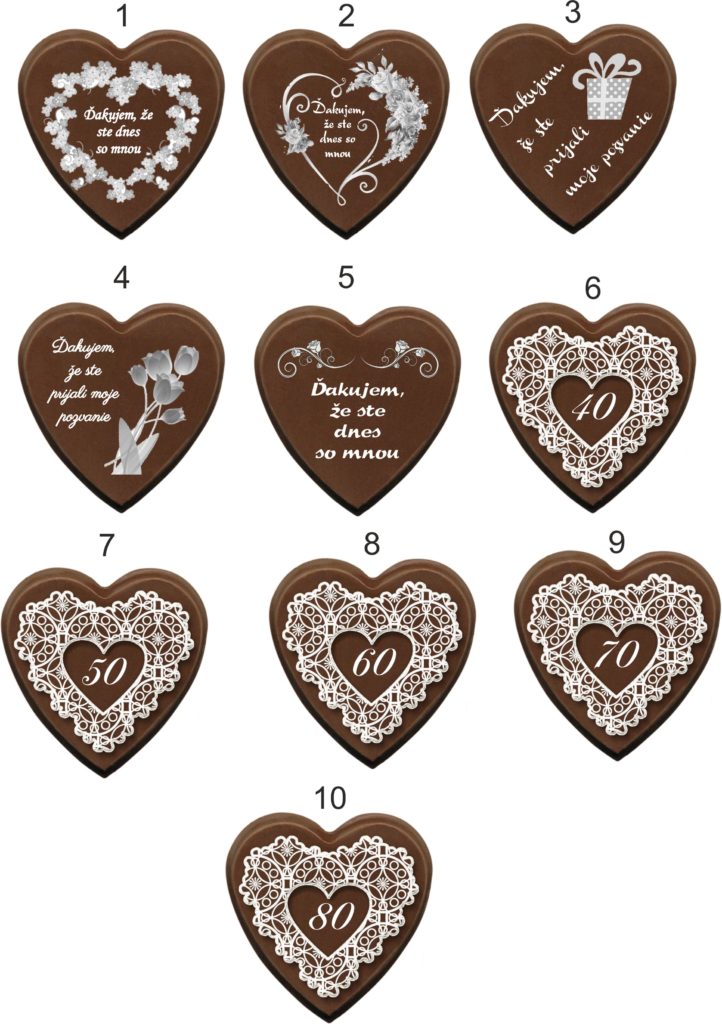 Vzory narodeninových čokoládiek "Srdiečko"